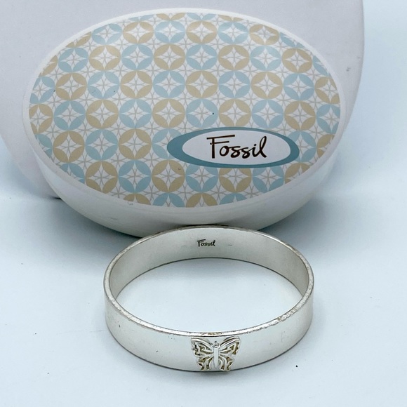 Fossil Jewelry - Fossil Butterfly Silver Tone Bracelet w/Fossil Tin